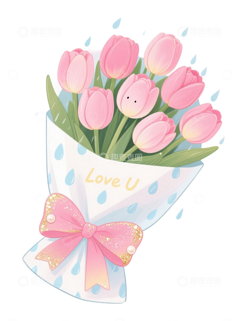 高清大图下载【趣麦麦图】郁金香花束插画主题61