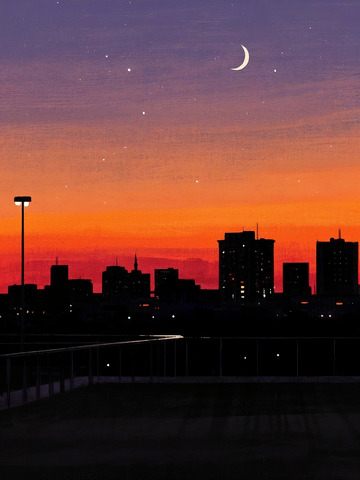 AICG插画风格夜晚城市剪影7