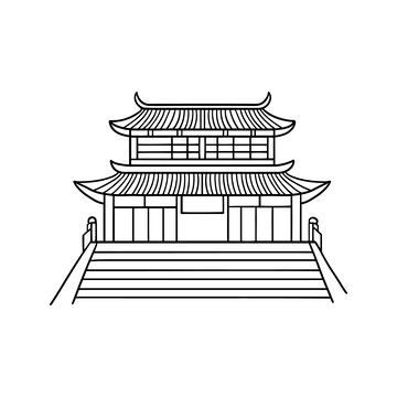 宫殿庙宇道观楼阁建筑线稿