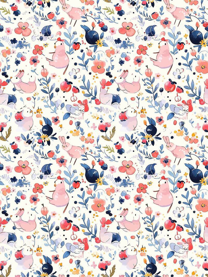 源文件下载【趣麦麦图】手绘卡通插画动物花草扁平风设计图 3