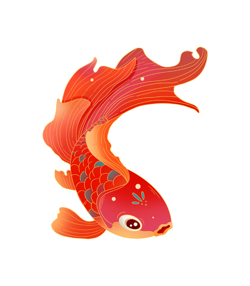 彩绘卡通锦鲤鲤鱼金鱼鱼类