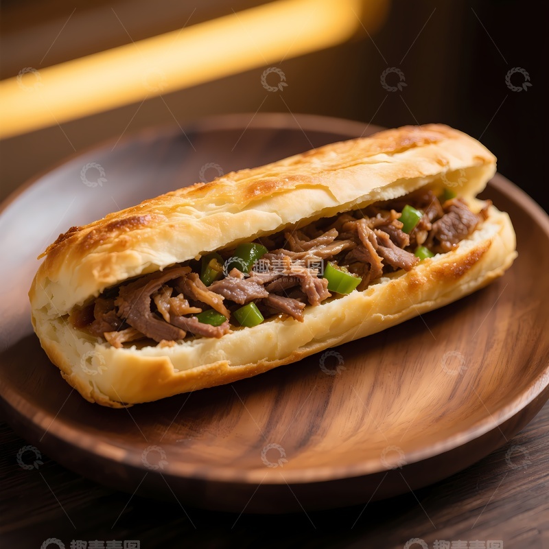 高清大图下载【趣麦麦图】驴肉火烧美食