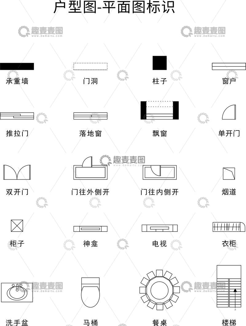 源文件下载【趣麦麦图】-户型图-平面图标识