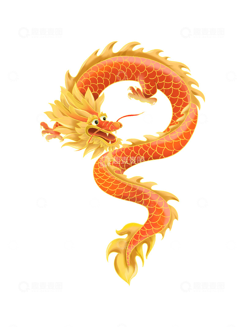 源文件下载【趣麦麦图】-彩绘卡通神龙中国龙龙首鱼鳞
