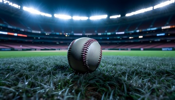 夜幕棒球场孤悬白缝线球