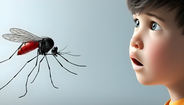 小男孩惊讶看巨型蚊子动画