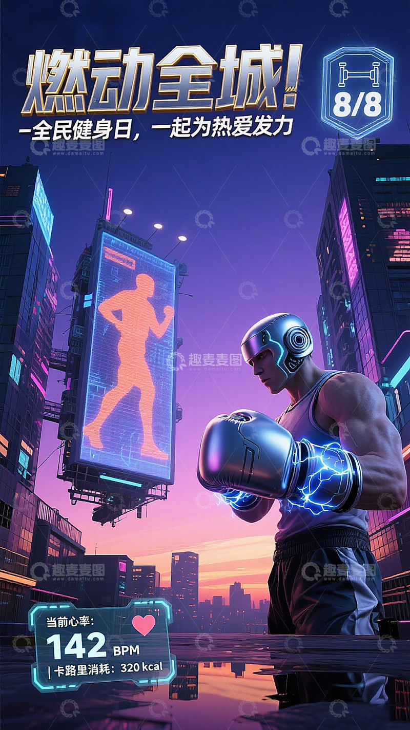 未来感全民健身日宣传海报素材