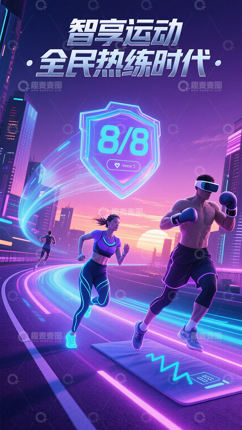 8月8日全民健身日宣传海报素材
