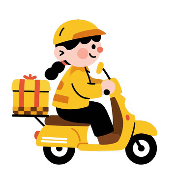 外卖员送外卖手绘卡通元素12345