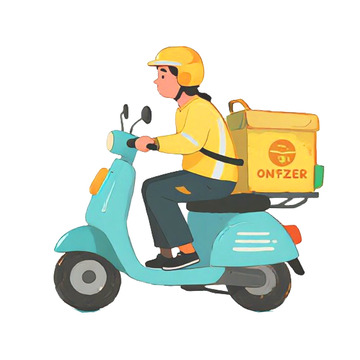 外卖员送外卖手绘卡通元素12