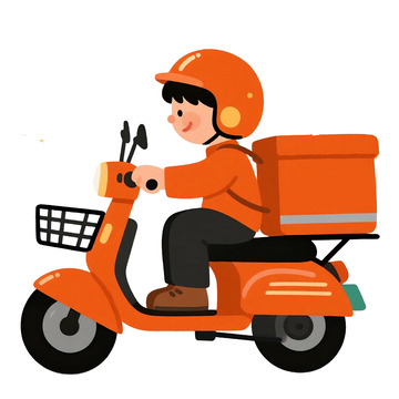 外卖员送外卖手绘卡通元素1234