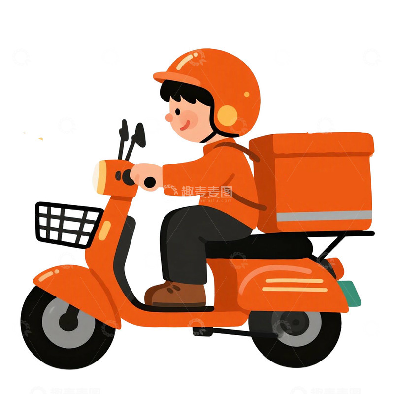 高清大图下载【趣麦麦图】外卖员送外卖手绘卡通元素1234