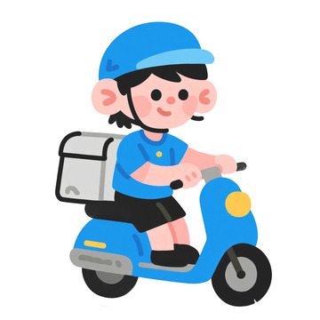 外卖员送外卖手绘卡通元素