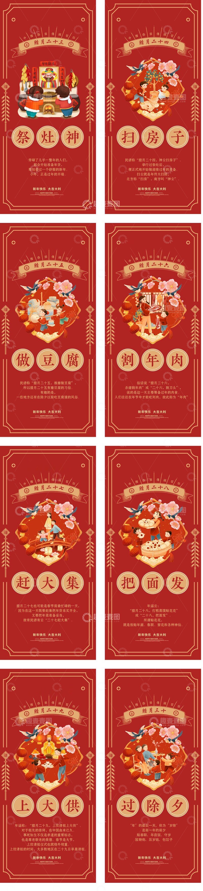 新年年前年俗系列海报