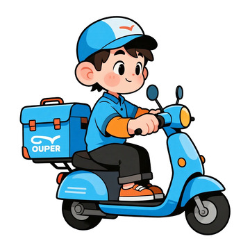 外卖员送外卖手绘卡通元素1
