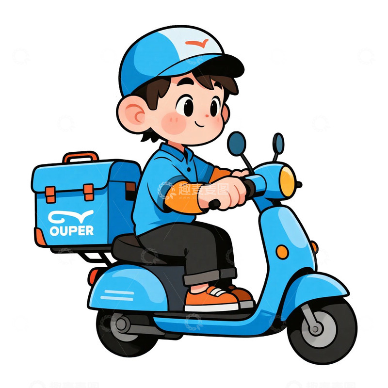 高清大图下载【趣麦麦图】外卖员送外卖手绘卡通元素1