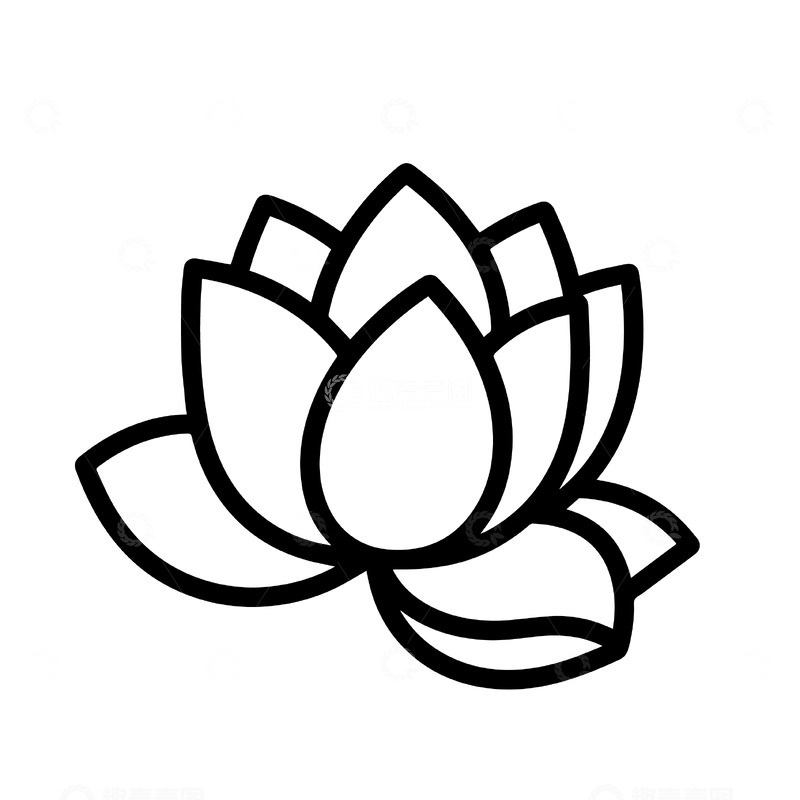 源文件下载【趣麦麦图】莲花线稿的简约轮廓