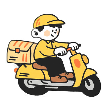 外卖员送外卖手绘卡通元素123