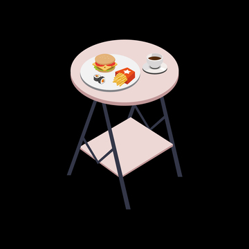 卡通风餐桌美食餐饮咖啡插画素材