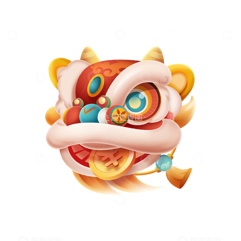 源文件下载【趣麦麦图】元旦春节新年醒狮舞狮狮子头