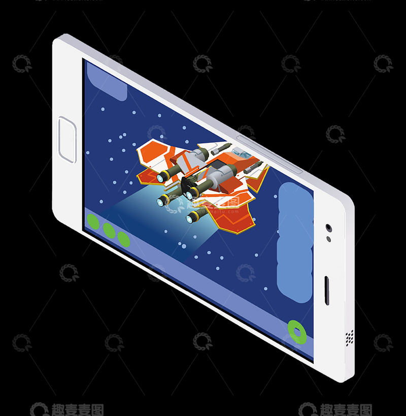 源文件下载【趣麦麦图】3D渲染手机屏幕飞机游戏场景插画素材