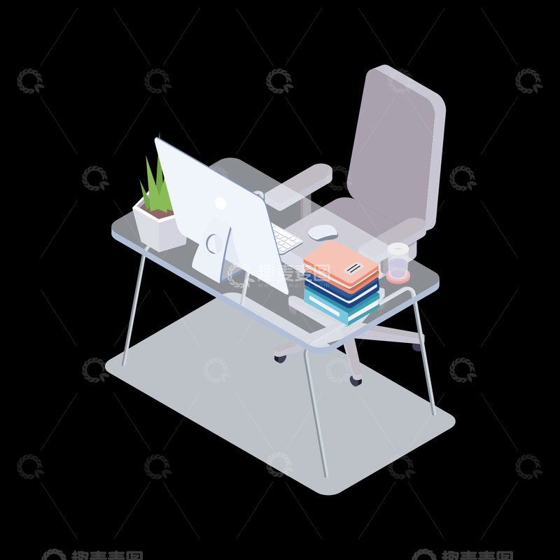 源文件下载【趣麦麦图】简约风办公商务场景电脑书籍办公元素