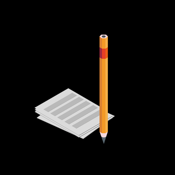 3D渲染铅笔纸张书写元素
