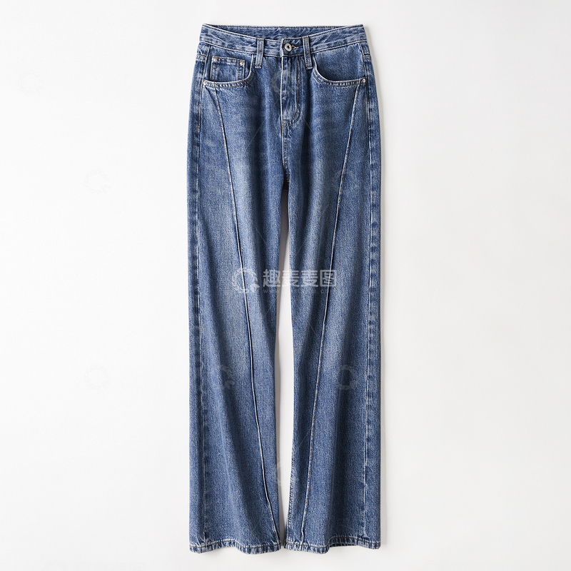 高清大图下载【趣麦麦图】实景拍摄女装女裤牛仔裤阔腿裤平拍