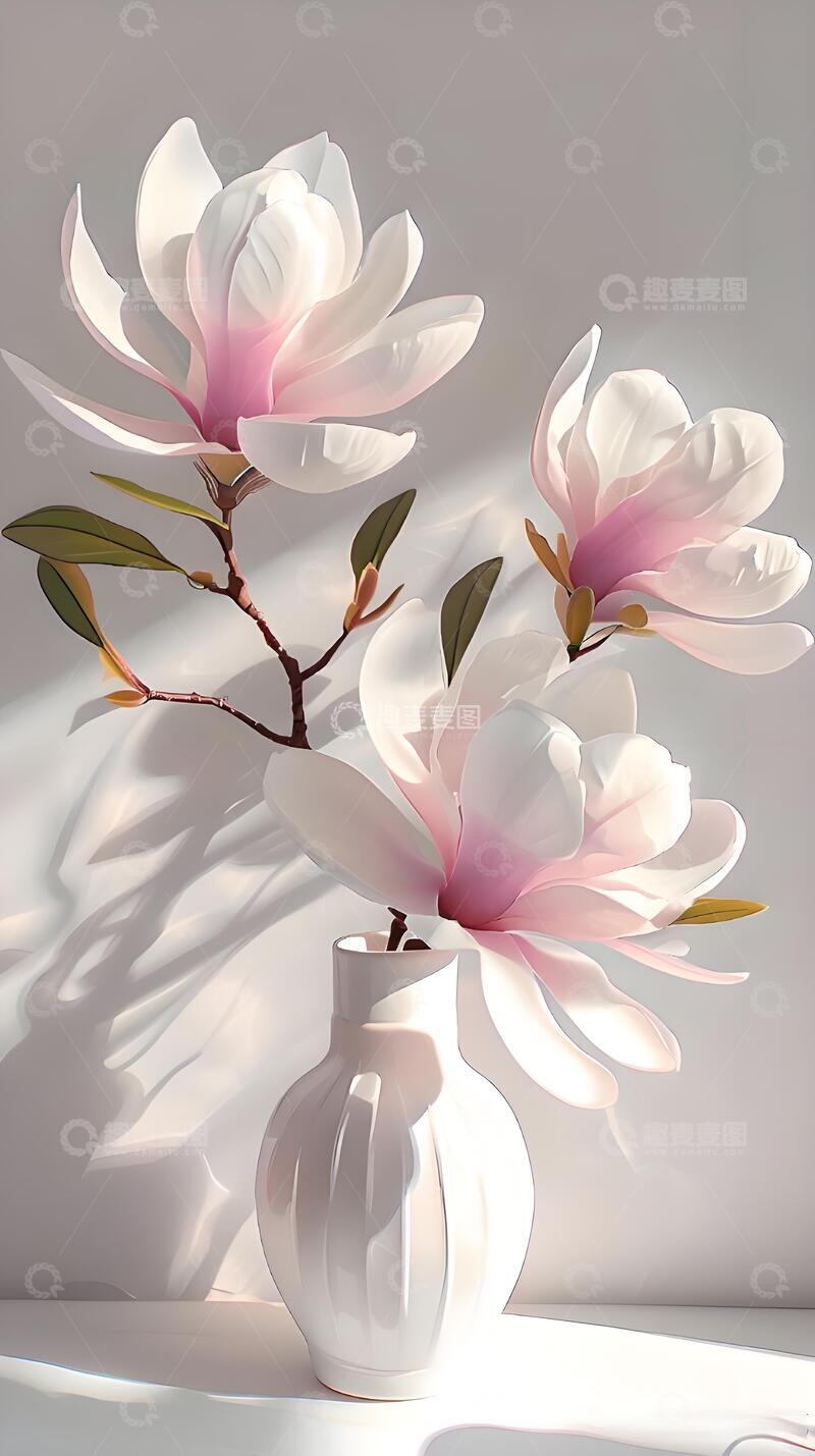 高清大图下载【趣麦麦图】夏天治愈系手绘玉兰花1