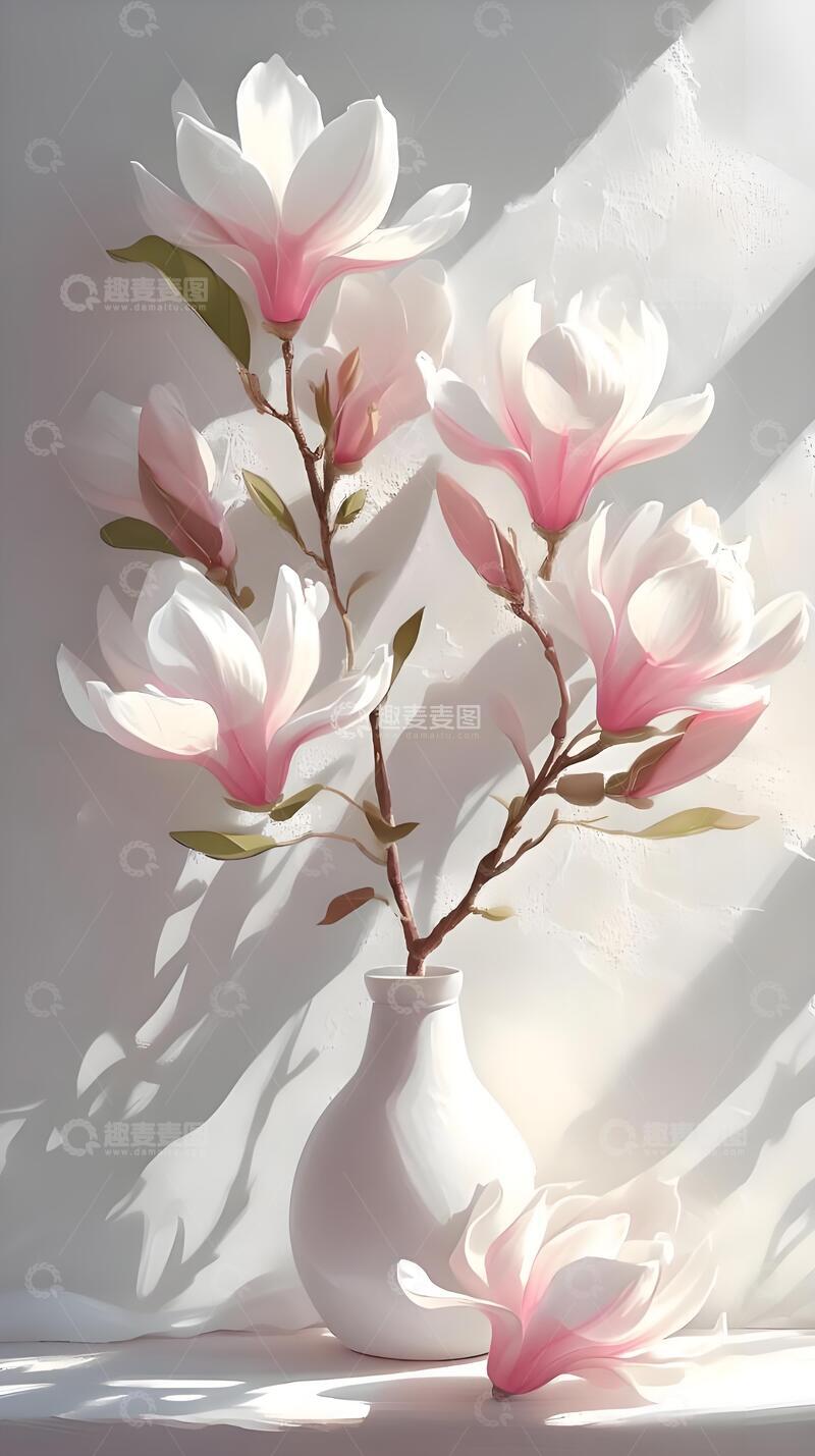 高清大图下载【趣麦麦图】夏天治愈系手绘玉兰花12