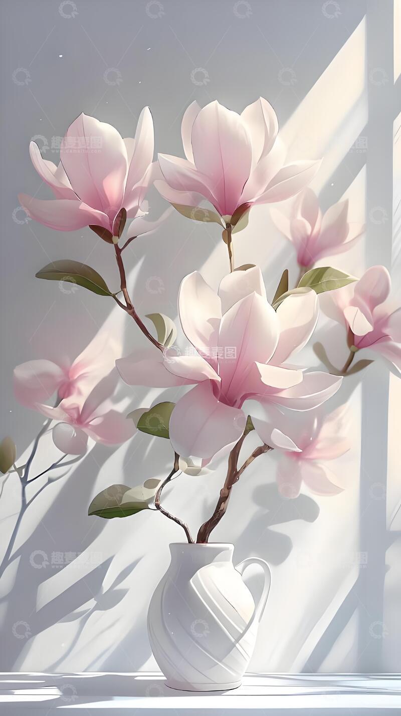 高清大图下载【趣麦麦图】夏天治愈系手绘玉兰花1234