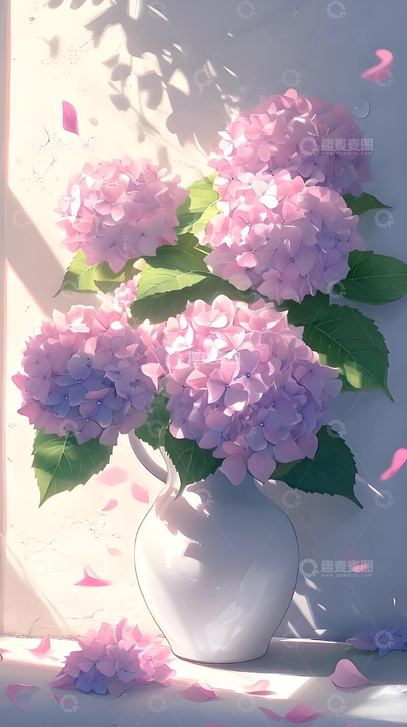 高清大图下载【趣麦麦图】夏天治愈系手绘绣球花13