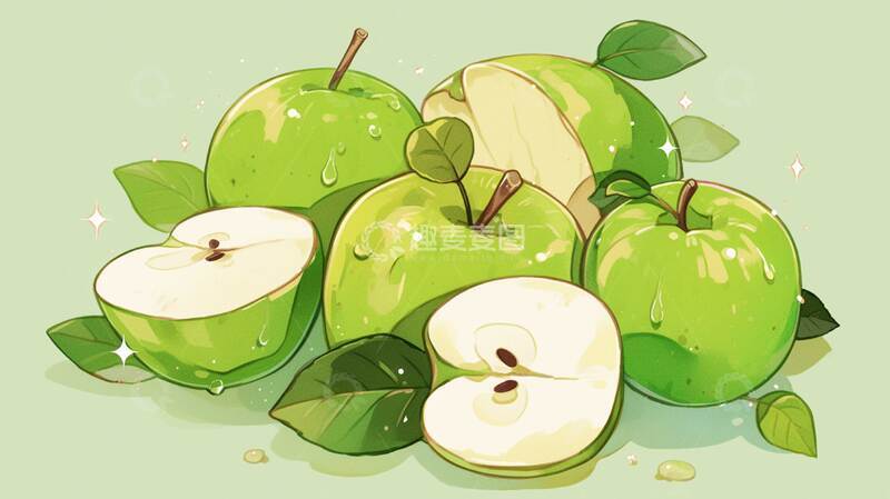 高清大图下载【趣麦麦图】青苹果  酸甜  鲜甜  