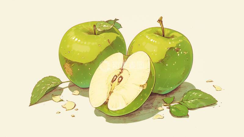 高清大图下载【趣麦麦图】青苹果  脆爽  提神 