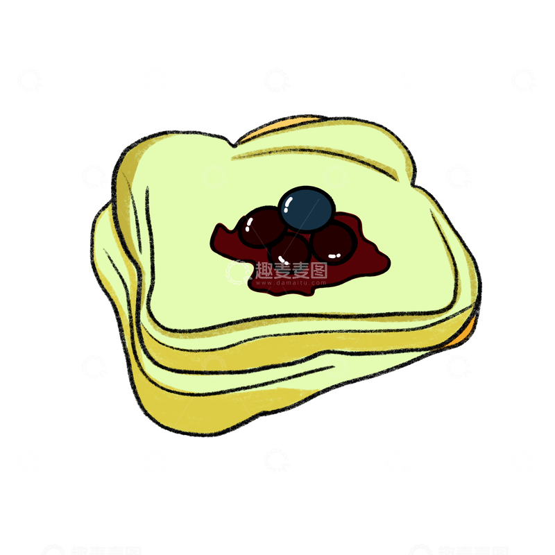 源文件下载【趣麦麦图】手绘卡通蓝莓吐司