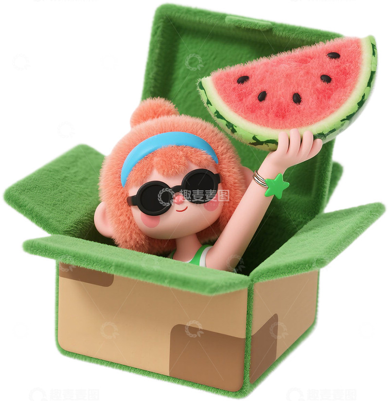 高清大图下载【趣麦麦图】3d人物拿西瓜