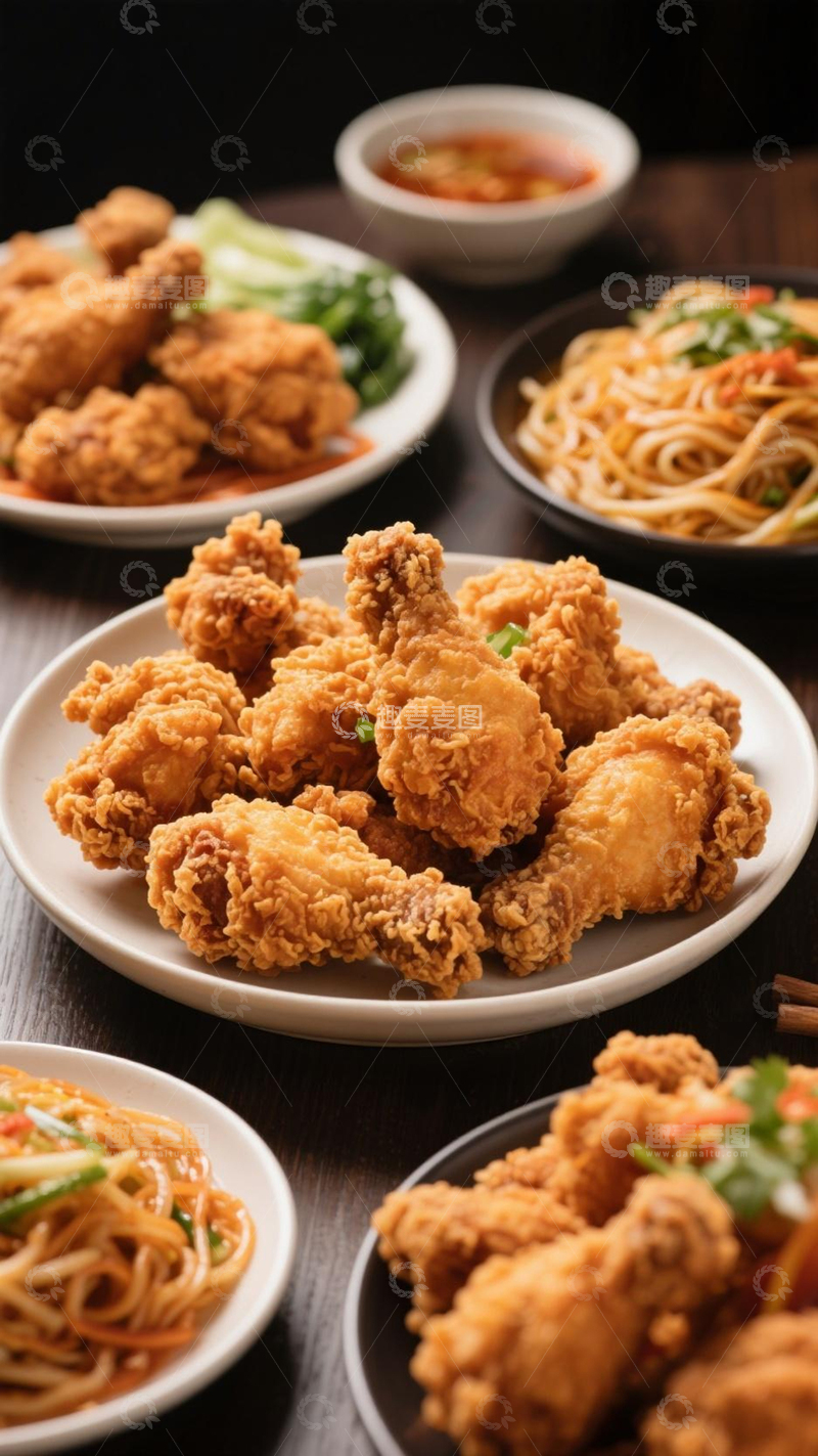 高清大图下载【趣麦麦图】美味炸鸡盛宴摄影图