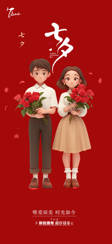 节日七夕节情人节甜蜜海报1