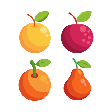 彩绘卡通水果橘子樱桃橙子梨子果实