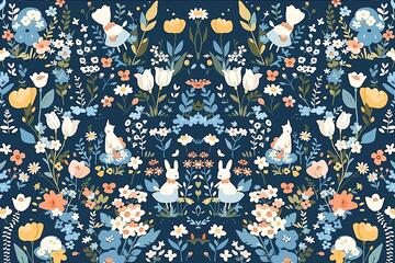 手绘卡通插画动物花草扁平风设计图 10