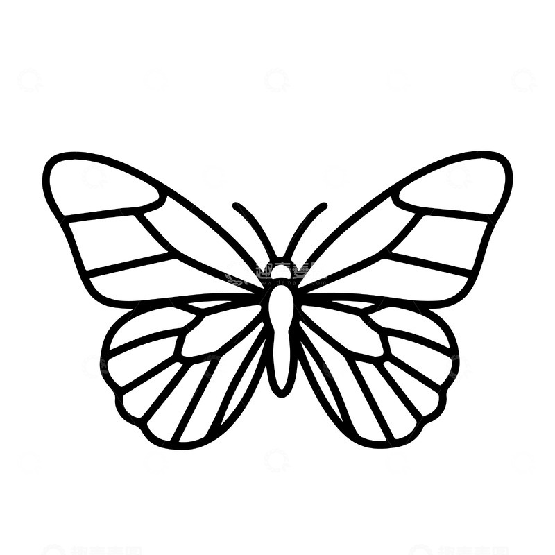 源文件下载【趣麦麦图】蝴蝶线稿的简约轮廓1
