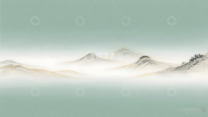 高清大图下载【趣麦麦图】中式云雾山脉背景3