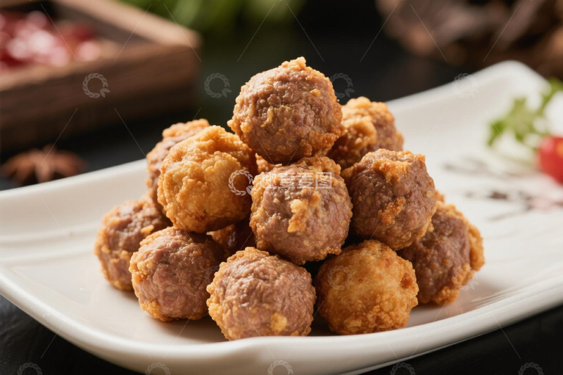 高清大图下载【趣麦麦图】创意美食炸牛丸美食摄影