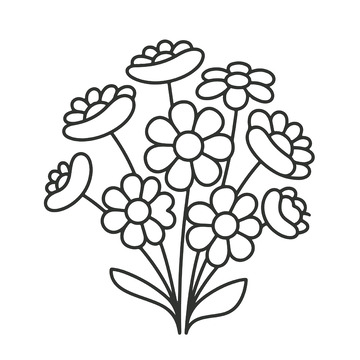 花束线稿的简约轮廓