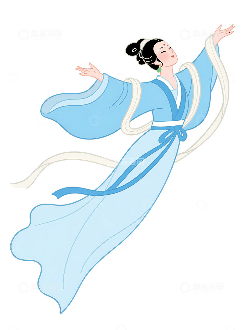 高清大图下载【趣麦麦图】中秋节嫦娥奔月图免抠PNG