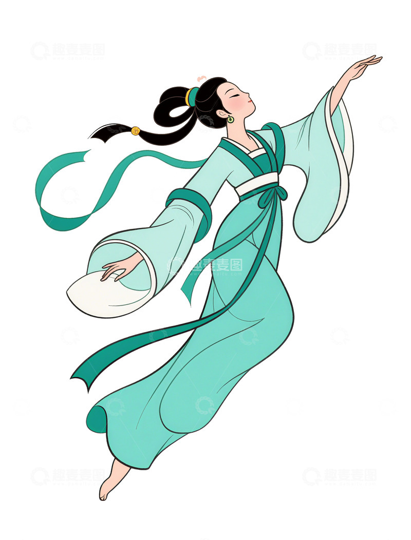 高清大图下载【趣麦麦图】中秋节嫦娥奔月卡通图免抠PNG