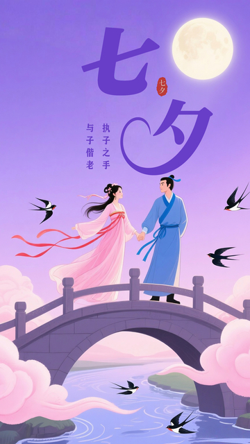 七夕节创意情侣海报
