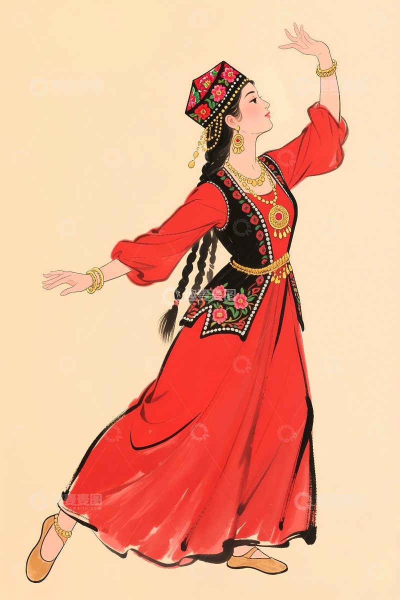 高清大图下载【趣麦麦图】新疆跳舞姑娘