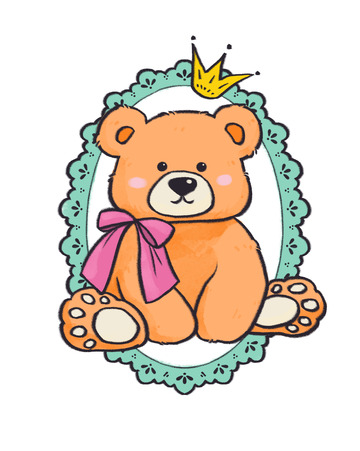 复古小熊卡通手绘免扣元素