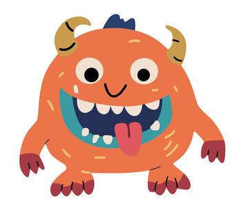 扁平化卡通手绘简约橙色怪物插画